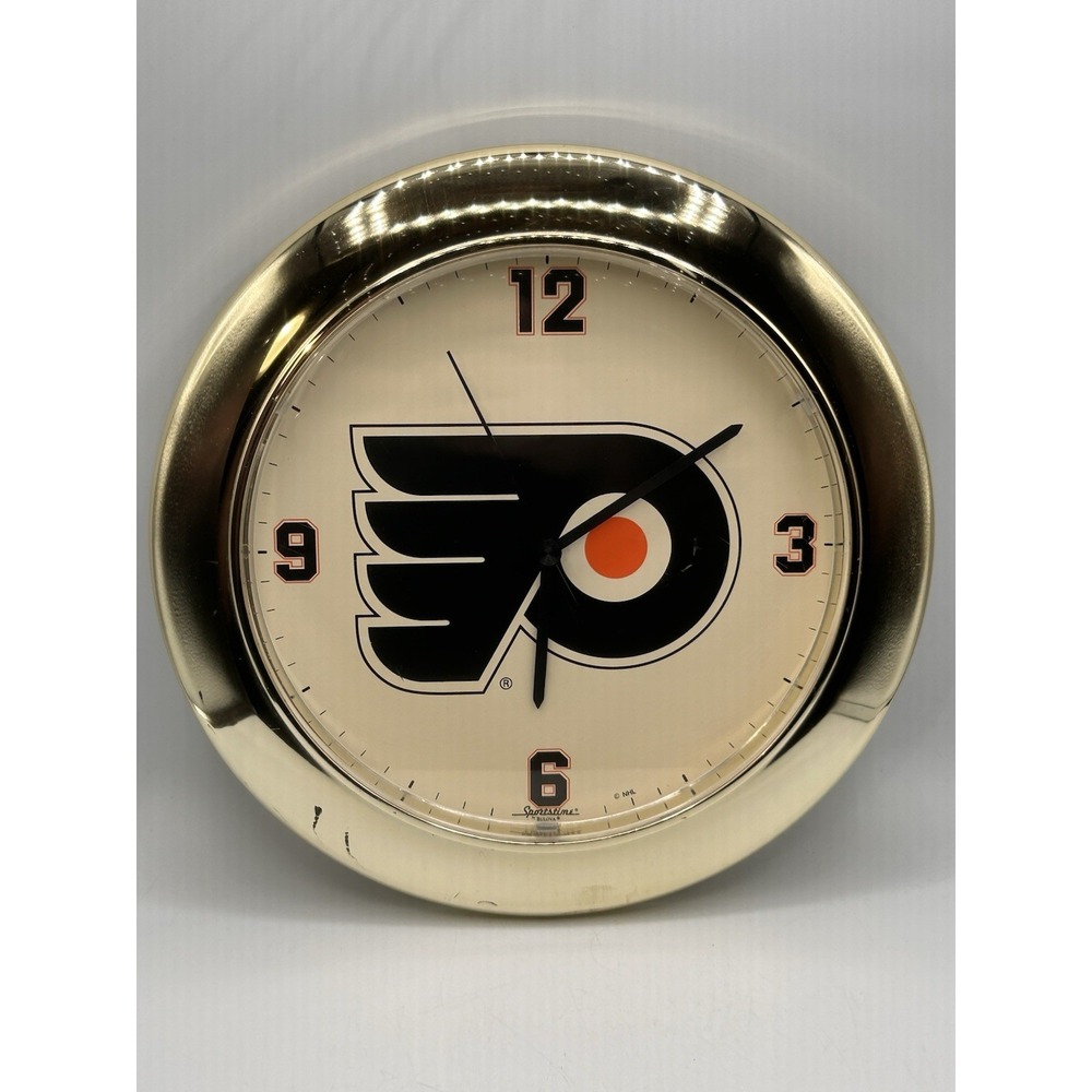 Vintage 1990s 11" Philadelphia Flyers Wall‎ Clock Sportstime By Bulova